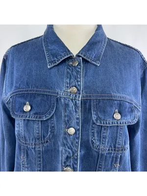 Natural Origins Sz LP Lyocell Blue Jean Denim Button Up Trucker Jacket USA Made thumbnail 2