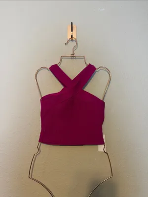 ARITZIA Babaton Sculpt Knit Criss Cross‎ Cropped Tank Size Small Pink NWT thumbnail 6