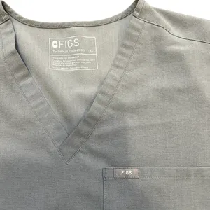 FIGS Light Grey Catarina One-Pocket Scrub Top thumbnail 2
