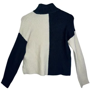 Abercrombie & Fitch Cream Black Wool Colorblock Turtleneck Sweater Womens Size S thumbnail 3