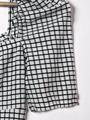 Zara Black and White Checkered Mini Dress - Size Medium thumbnail 6
