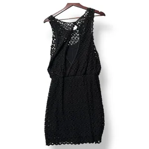 Free People Womens Black Crochet Lace Dress‎ M Boho Romantic Feminine Festival thumbnail 4