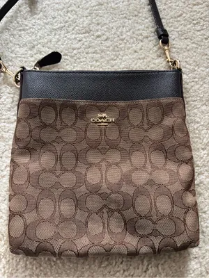 Coach Brown Signature Crossbody with Black Leather Trim thumbnail 2