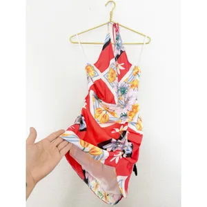Song Of Style Jemma Mini Dress Size XS Scarf Print Fringe Halter Vacation Satin thumbnail 12