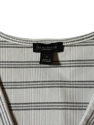 Ann Taylor Loft Outlet Striped Faux Wrap Shirt Women S Gray/White Striped thumbnail 2