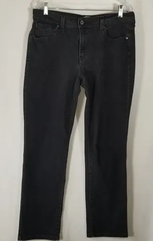Levi's 505 Straight Leg Jeans Women's Size 12M Soft Black Stretch Denim Mid-rise thumbnail 1