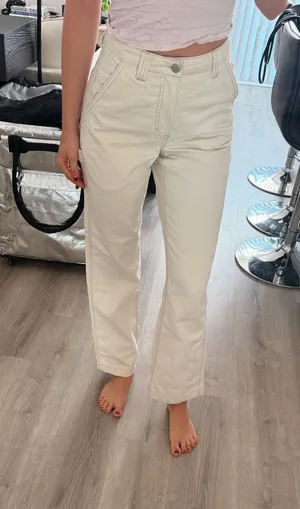 Aritzia TNA Cream Cargo Pants thumbnail 1