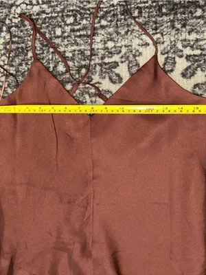 Banana Republic Women’s Size S Tall Brown Poly Satin Maxi Criss Cross Slip Dress thumbnail 8