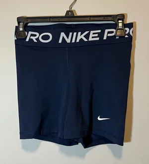 Nike Pro Dri-FIT Women Navy Blue Compression Spandex Shorts Small thumbnail 1