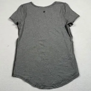 Lululemon Love Tee Womens 4 Black‎ White Striped Pima Cotton Short Sleeve Shirt thumbnail 3