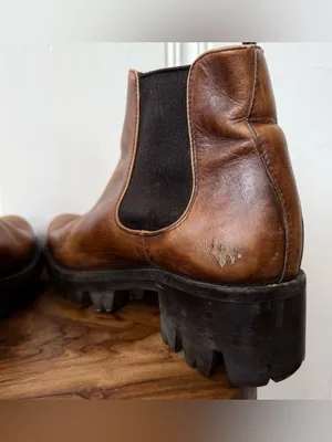 Prada Monolith Brown Leather Chunky Platform Chelsea Boots size 37 thumbnail 5