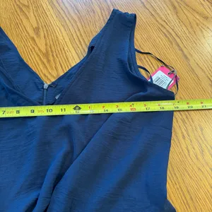 Vince Camuto Womens‎ Island Oasis Tie Front Wide Leg Jumpsuit Classic Navy L NWT thumbnail 8