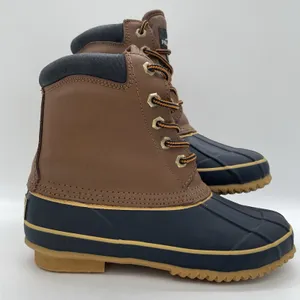 Polar Edge Womens‎ 6 Duck Boots Laced Navy Tan Upper Thermolite Insulation Steel thumbnail 2