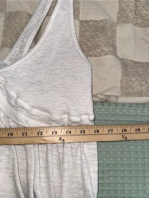 Free People Zinia V-Neck Babydoll Tank Top White Gray XL OB759141 thumbnail 2