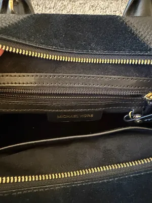 Michael Kors Rollins Small Chevron Satchel Top Handle Bag Black Purse thumbnail 12