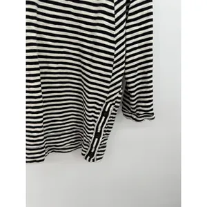 Madewell Black White Striped 3/4 Sleeve Side‎ Button Thick Cotton Top Womens XS thumbnail 3