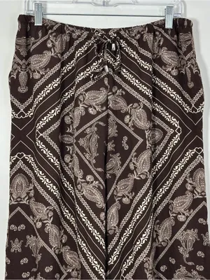 Dotti Women’s Brown Paisley Wide Leg Pull-On Pants Size M Boho Palazzo thumbnail 2