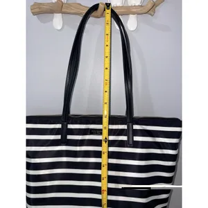 Kate Spade Hayden Sailing Stripe Tote Shoulder Bag Black and White Gold Zipper S thumbnail 6