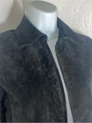 Chico's Black Suede Zip Front Jacket thumbnail 3