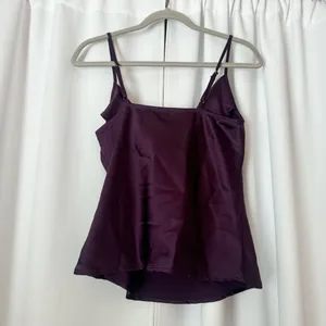 Purple Cowl Neck Sleeveless Satin Tank Too Size Small thumbnail 2