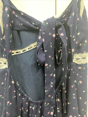 Hollister Slip Dress Small Navy Floral Lace Bow Accent Babydoll Small Open Back thumbnail 6