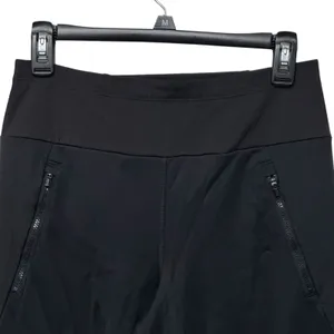 Athleta Peak Hybrid‎ Fleece Flare Pants Women's Size Small Black Zip Pockets thumbnail 2