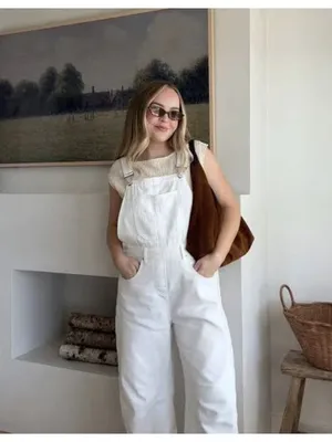 MADEWELL Straight-Leg Overalls in Tile White Size Small thumbnail 2