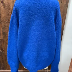 Karen Kane Electric Blue Plush wool blend yarn blouson Crewneck Sweater SzXL thumbnail 2