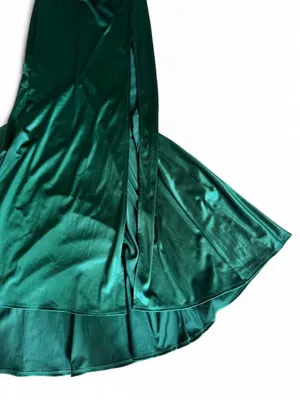 Windsor Emerald Green Satin Mermaid Formal Gown Dress XS thumbnail 3