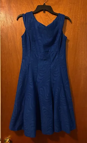 Classic A-Line Sleeveless Dress in Royal Blue thumbnail 1