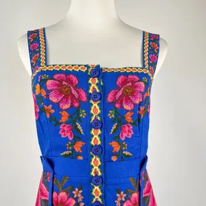 NWOT Farm Rio Linen Blend Floral Print Romper Size M thumbnail 3