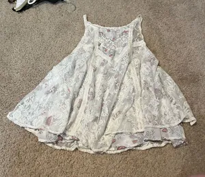 Free People Cream open side lace chest sleeveless paisley top never worn thumbnail 1