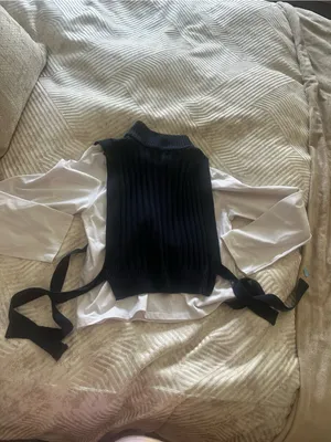 Zara Black Ribbed Half-Zip Mockneck Cropped Vest thumbnail 8