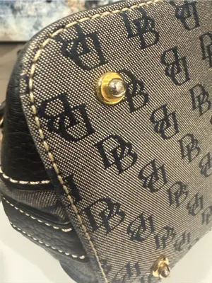V2K Dooney Bourke Vintage Satchel Crossbody Canvas Logo Bag EUC thumbnail 7
