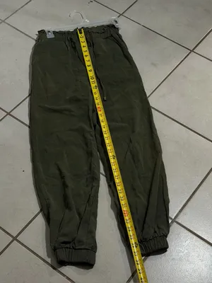 Zara Women Elastic Waist Preppy Olive Green Drawstring Jogger‎ Pants size S thumbnail 6