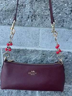 COACH nwt coach Charlotte Shoulder bag dark wine CCO18 WITH CHERRY CHAINS thumbnail 1