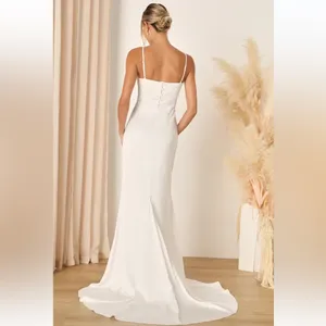 Lulus Elevated Glamour White Satin Sequin Bustier Mermaid Maxi Wedding Dress thumbnail 4