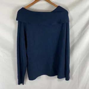 Cato Off Shoulder Ribbed Long Sleeve Blue Top Size Large thumbnail 4