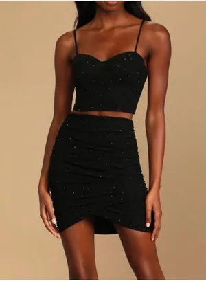 Lulus Black Rhinestone Set thumbnail 1