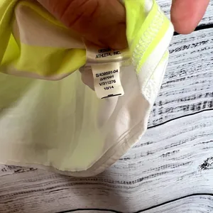 Athleta Ocean Stripe CHI Muscle Tank Top Neon Yellow Athletic Small thumbnail 3