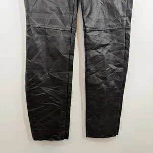 Princess Polly Faux Leather Pants Black High Rise Straight Leg Moto US 4 thumbnail 3