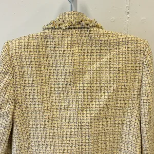 Zara Tweed Fringe‎ Double Breasted Classic Blazer Checkered Medium 2460/137/330 thumbnail 6