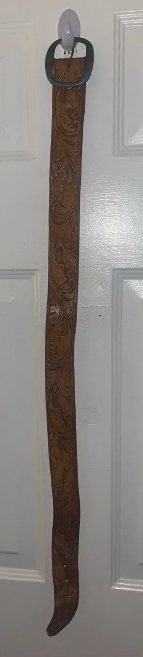 Vintage Western Brown Tooled Leather Belt - Adult Size thumbnail 1