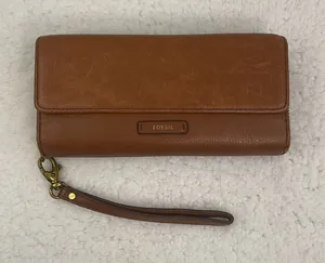 Fossil Brown Leather Wristlet Wallet thumbnail 1