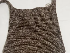 The Sak Brown Crochet Knit Drawstring Shoulder Bag Boho Slouch Hobo Purse thumbnail 8