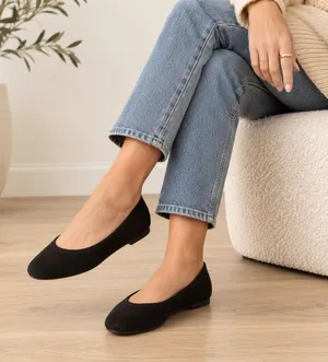 A New Day Neve Black Microfiber Square Toe Memory Foam Ballet Flats 6.5 thumbnail 1