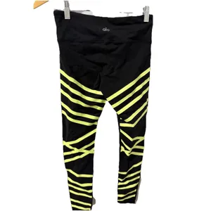 Alo Airbrush Glow in the Dark‎ Black Fluorescent Striped Leggings Size XS F thumbnail 3