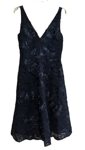 Antonio Melani Vale Dress navy blue lace Embroidered Wedding Party Formal NWT thumbnail 1