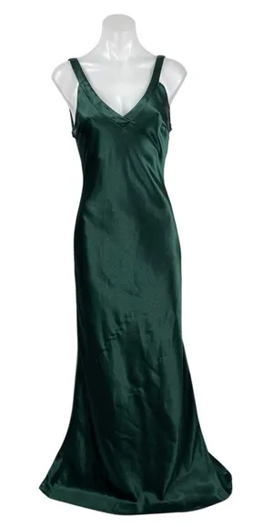 Lulus Melora Emerald Green Silk Satin Sleeveless Mermaid Prom Maxi Dress Size S thumbnail 1