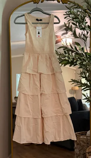 NEW Sleeveless Midi Maxi Dress Scoop Neck Ruffle Tiered Layered S 4/6 thumbnail 1